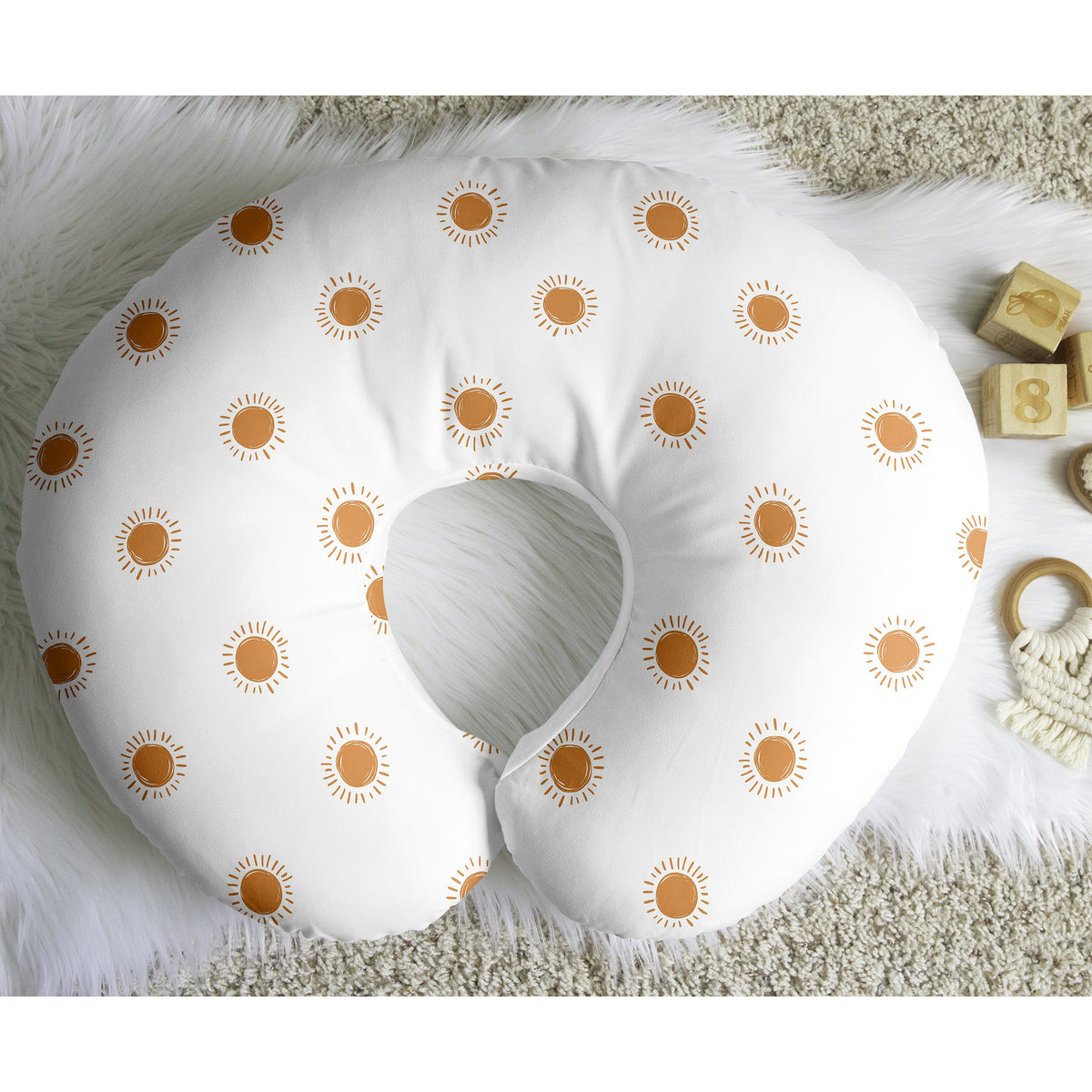 Boho Sun White and Pumpkin Collection Nursing Breastfeeding Pillow Cover