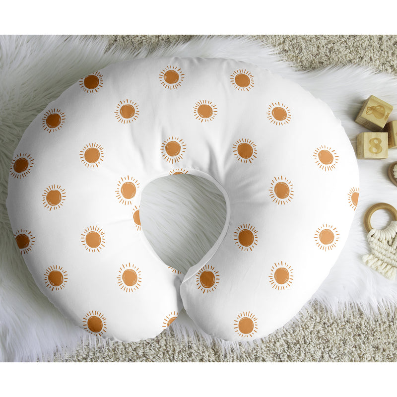 Boho Sun White and Pumpkin Collection Nursing Breastfeeding Pillow Cover