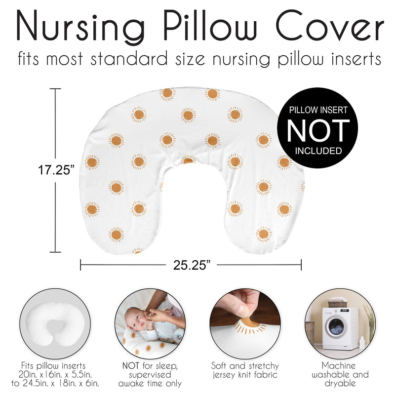 Boho Sun White and Pumpkin Collection Nursing Breastfeeding Pillow Cover