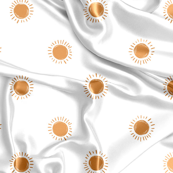 Boho Sun White and Pumpkin Collection Satin Fitted Crib Sheet alternate view