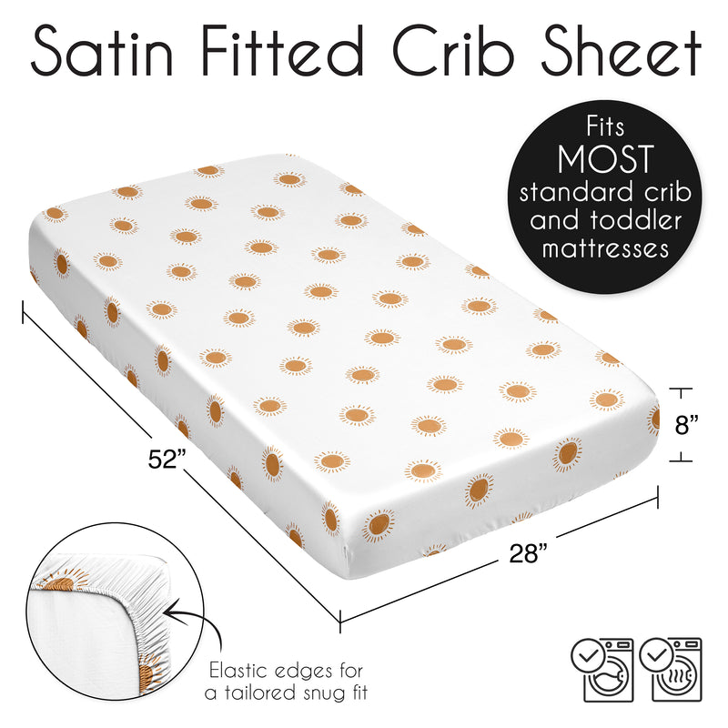 Boho Sun White and Pumpkin Collection Satin Fitted Crib Sheet