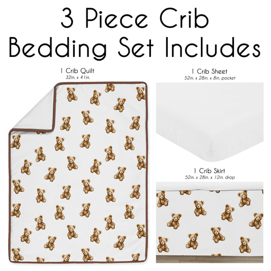 Boho Teddy Bear Collection 3 Piece Crib Bedding
