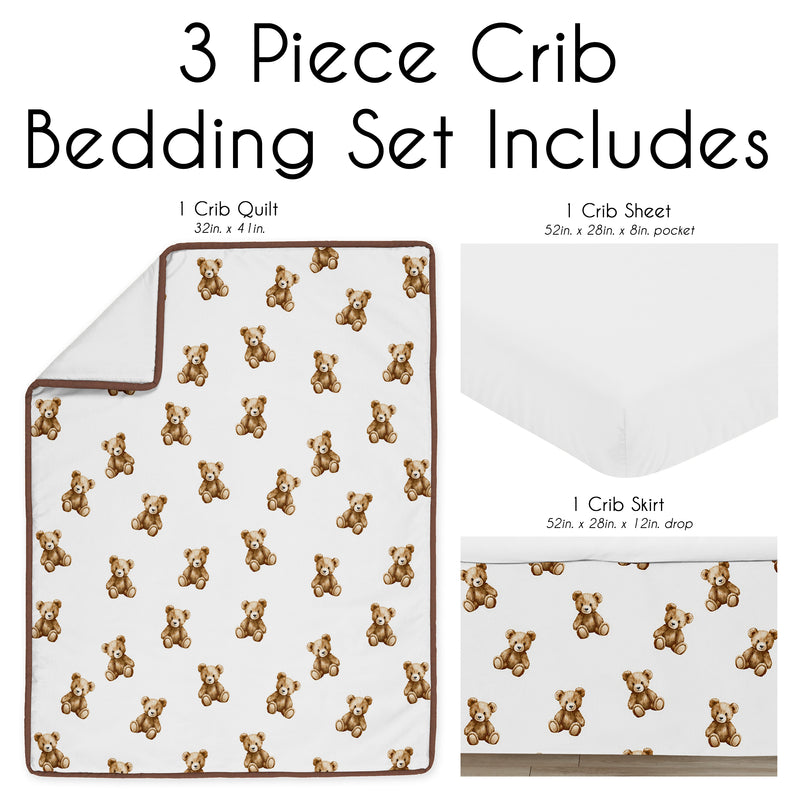 Boho Teddy Bear Collection 3 Piece Crib Bedding