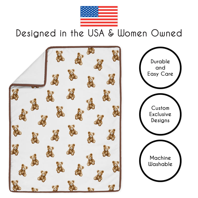 Boho Teddy Bear Collection 3 Piece Crib Bedding