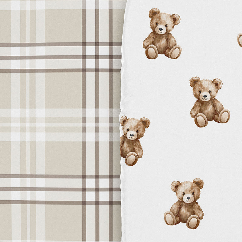 Boho Teddy Bear Collection 2 Pack Baby Bassinet Fitted Sheets