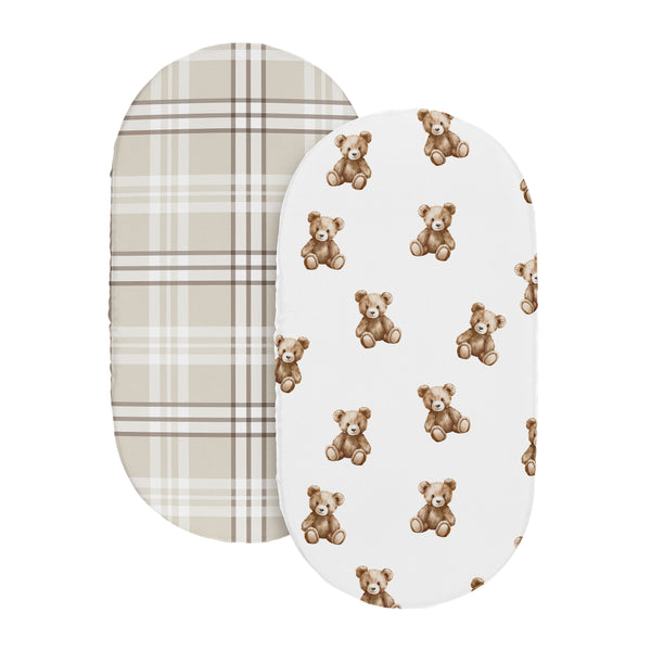 Boho Teddy Bear Collection 2 Pack Baby Bassinet Fitted Sheets alternate view