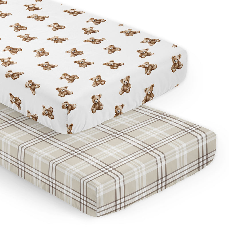 Boho Teddy Bear Collection 2 Pack Crib Sheets