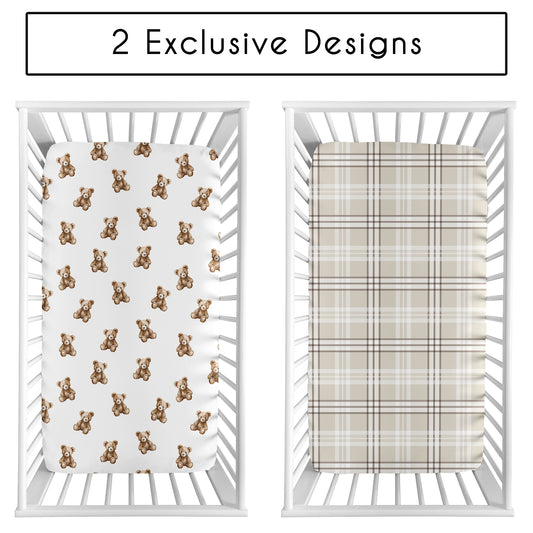 Boho Teddy Bear Collection 2 Pack Crib Sheets