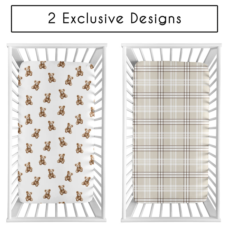 Boho Teddy Bear Collection 2 Pack Crib Sheets