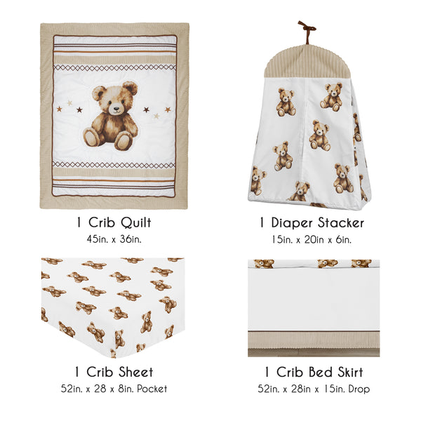 Boho Teddy Bear Collection 4 Piece Crib Bedding alternate view