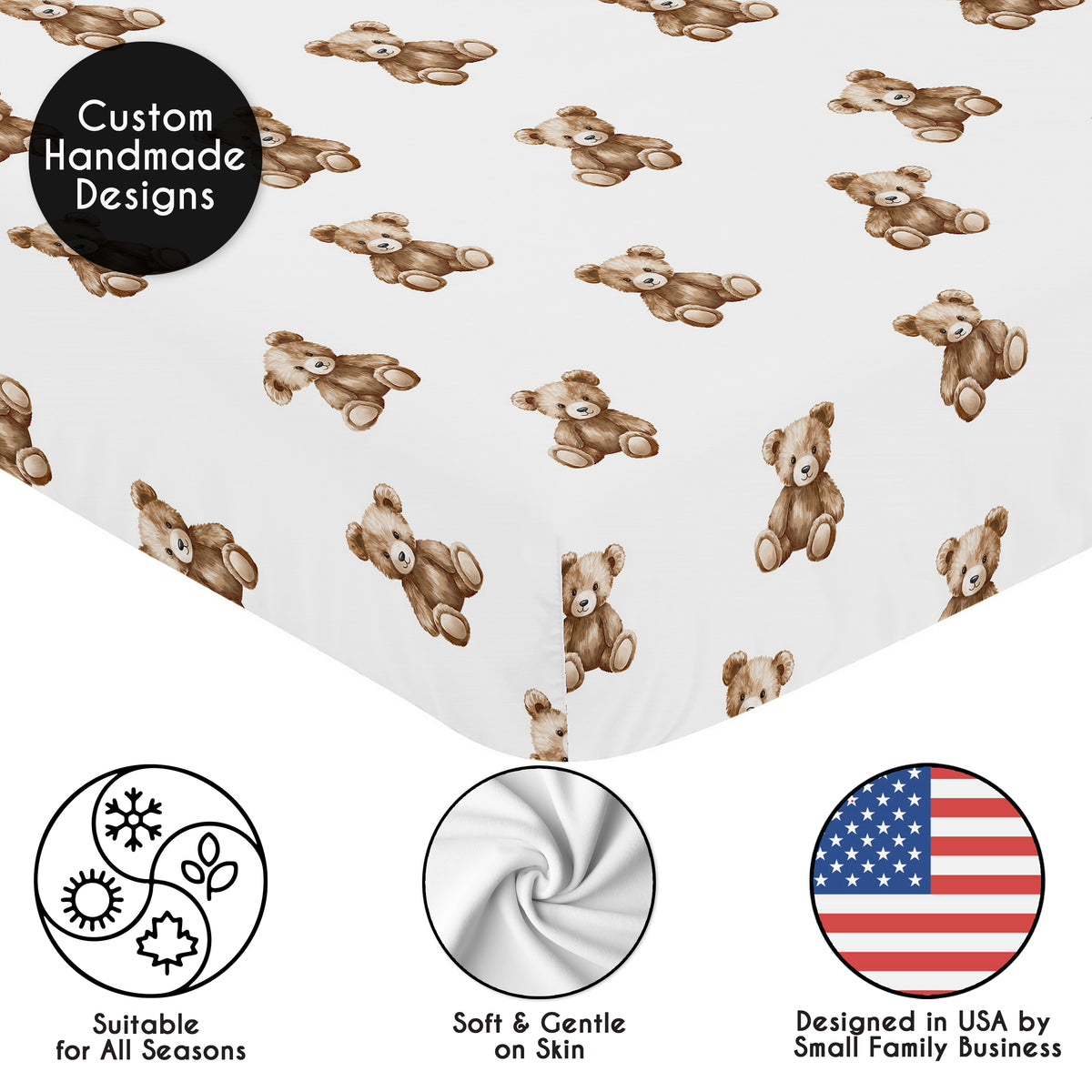 Boho Teddy Bear Collection Crib Sheet