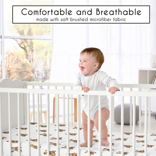 Boho Teddy Bear Collection Crib Sheet