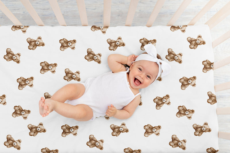 Boho Teddy Bear Collection Crib Sheet