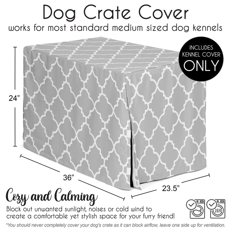 Trellis Gray And White Collection Dog Crate Kennel Cover 36in.