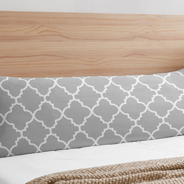 Trellis Gray And White Collection Full Length Body Pillow Cover alternate view