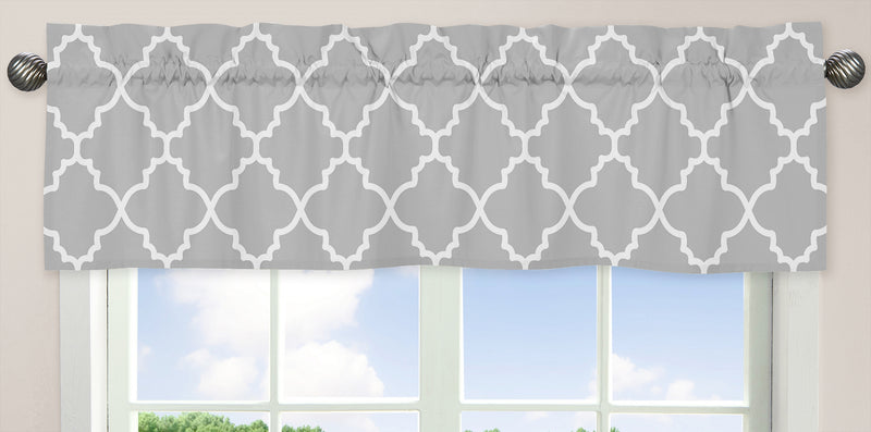 Trellis Gray And White Collection Window Valance