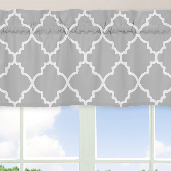 Trellis Gray And White Collection Window Valance