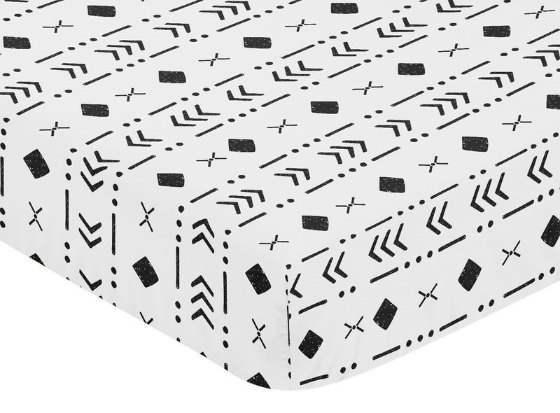 Boho Tribal White and Black Crib Sheet