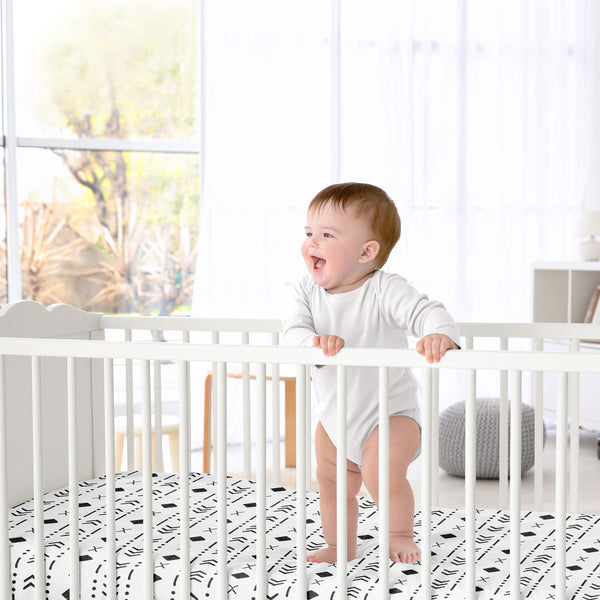 Boho Tribal White and Black Crib Sheet alternate view