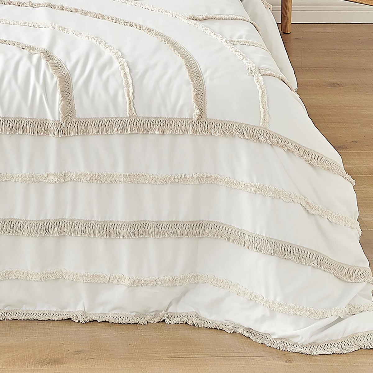 Tufted Sun Ivory Collection Queen Duvet Cover Bedding Set