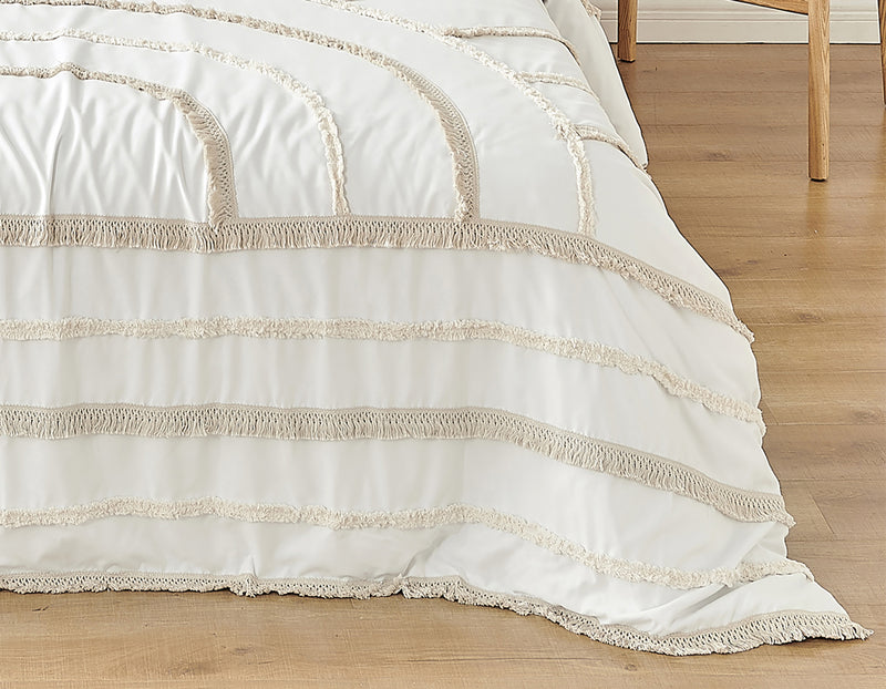 Tufted Sun Ivory Collection Queen Duvet Cover Bedding Set