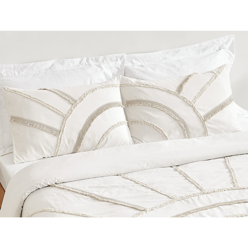 Tufted Sun Ivory Collection Queen Duvet Cover Bedding Set