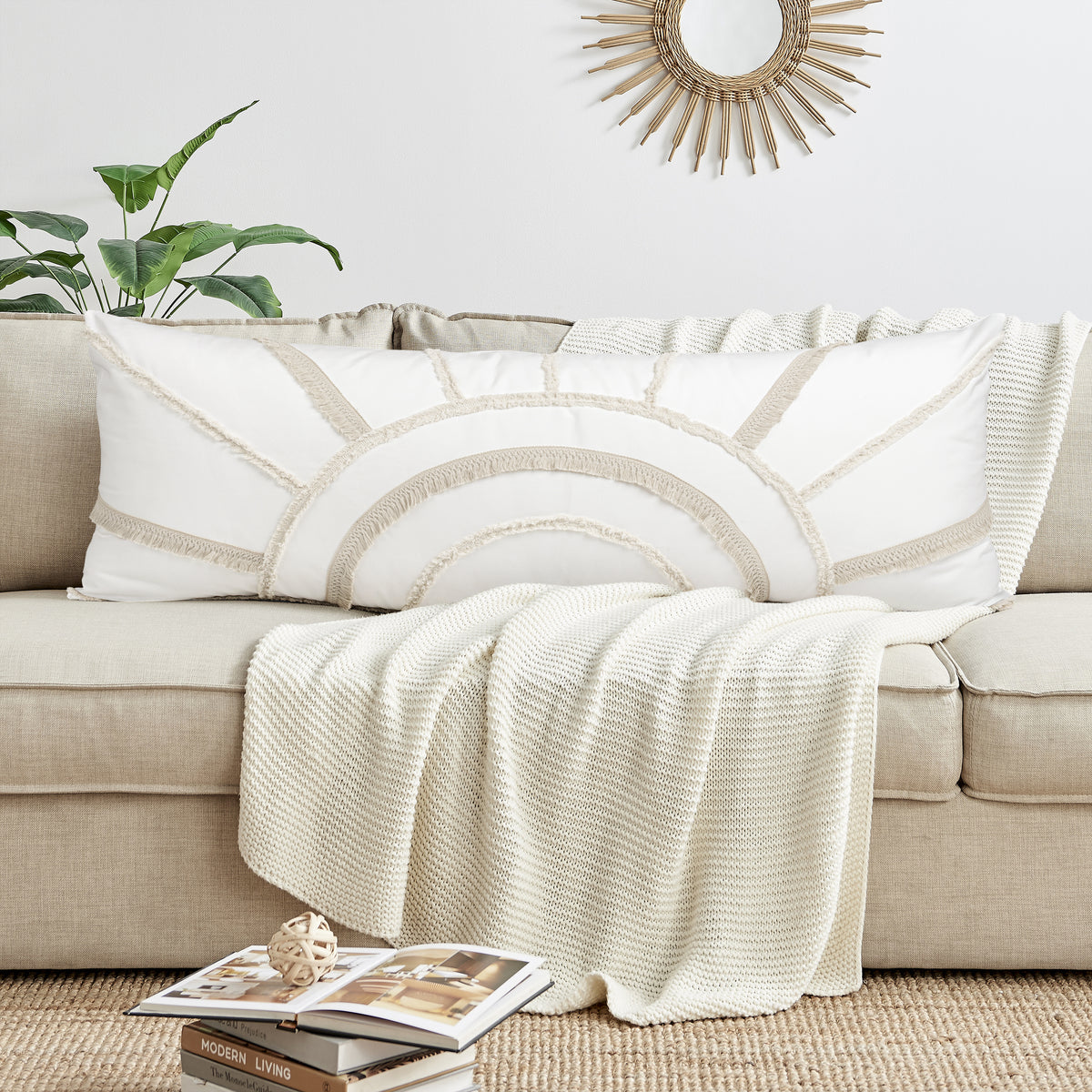 Tufted Sun Ivory Collection Full Length Body Pillow Cover