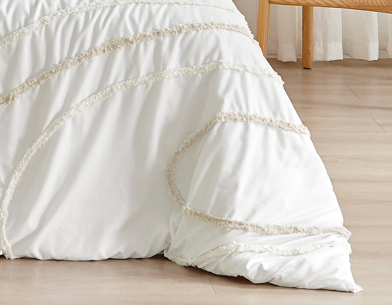 Boho Tufted Swirl Collection Queen Duvet Cover Bedding Set