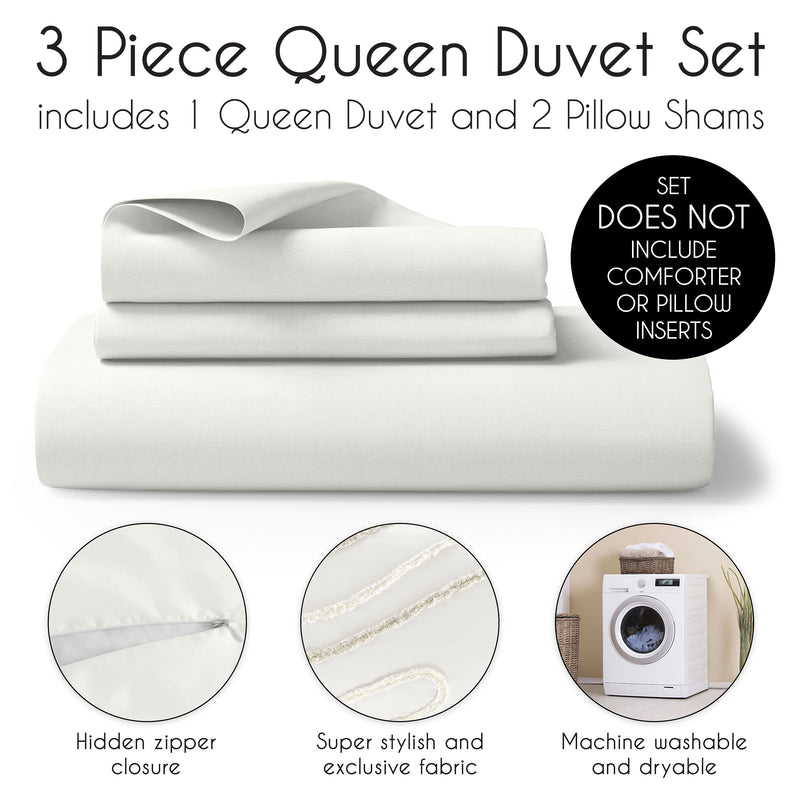 Boho Tufted Swirl Collection Queen Duvet Cover Bedding Set