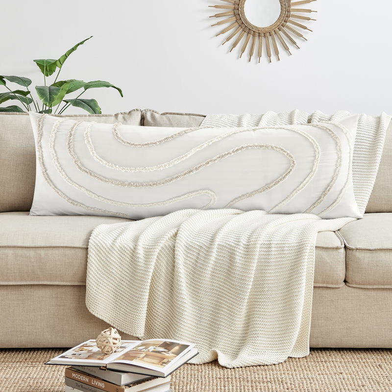 Boho Tufted Swirl Collection Full Length Body Pillow Cover