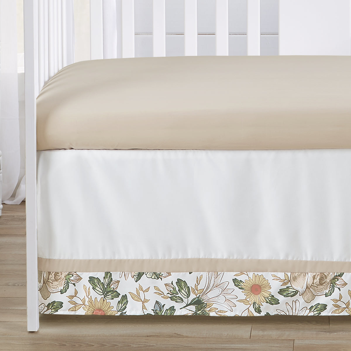 Vintage Floral Blue and Yellow Collection Sweet Jojo Designs 6 Piece Crib Bedding + BreathableBaby Breathable Mesh Liner