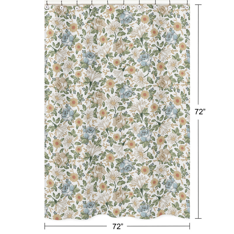 Vintage Floral Blue and Yellow Collection Shower Curtain