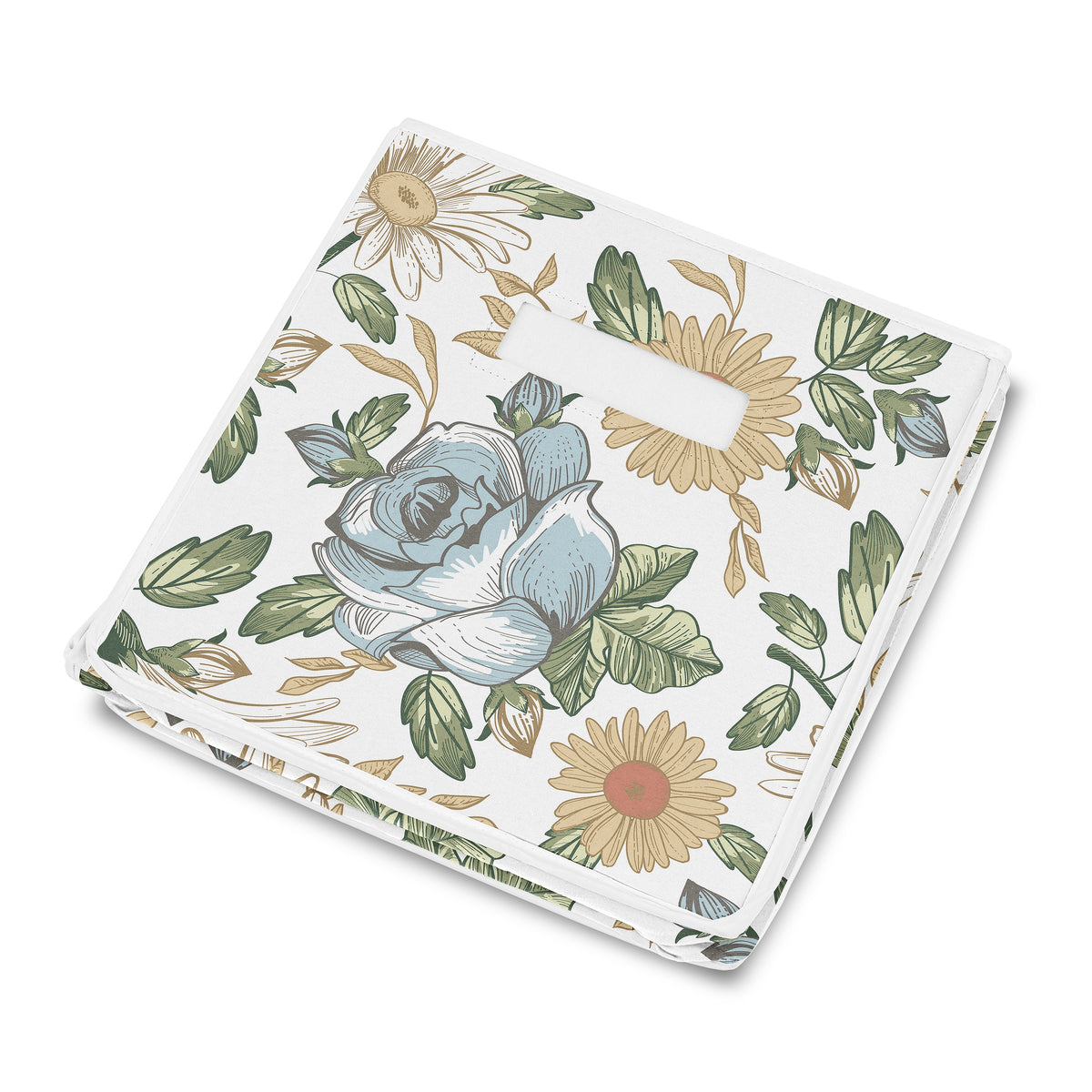 Vintage Floral Blue and Yellow Collection Fabric Toy Bin Storage