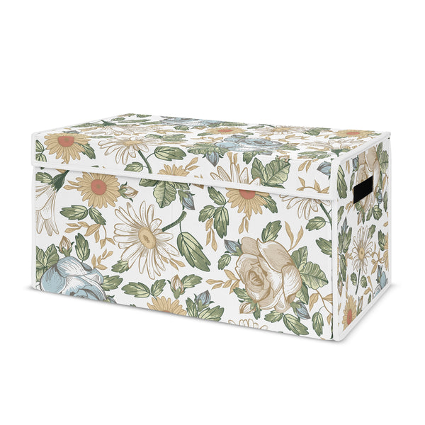 Vintage Floral Blue and Yellow Collection Fabric Toy Bin Storage