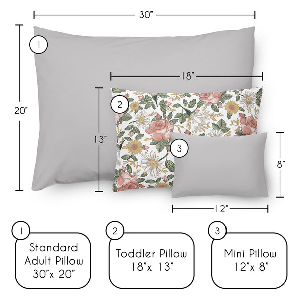Vintage Floral Collection Toddler Pillow with Pillowcase alternate view