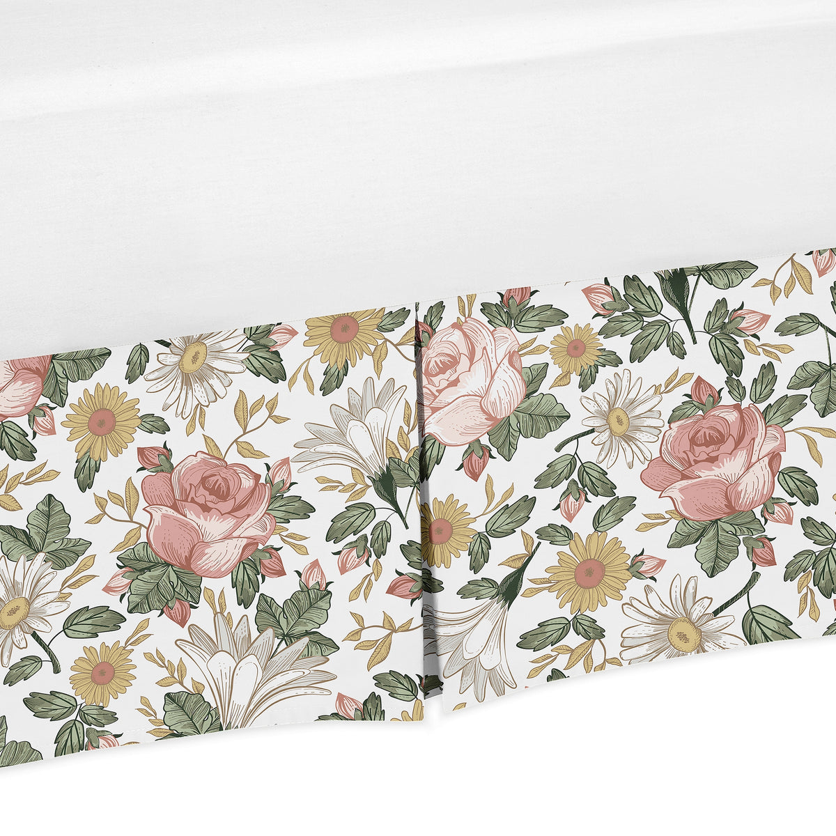 Vintage Floral Collection Crib Bed Skirt