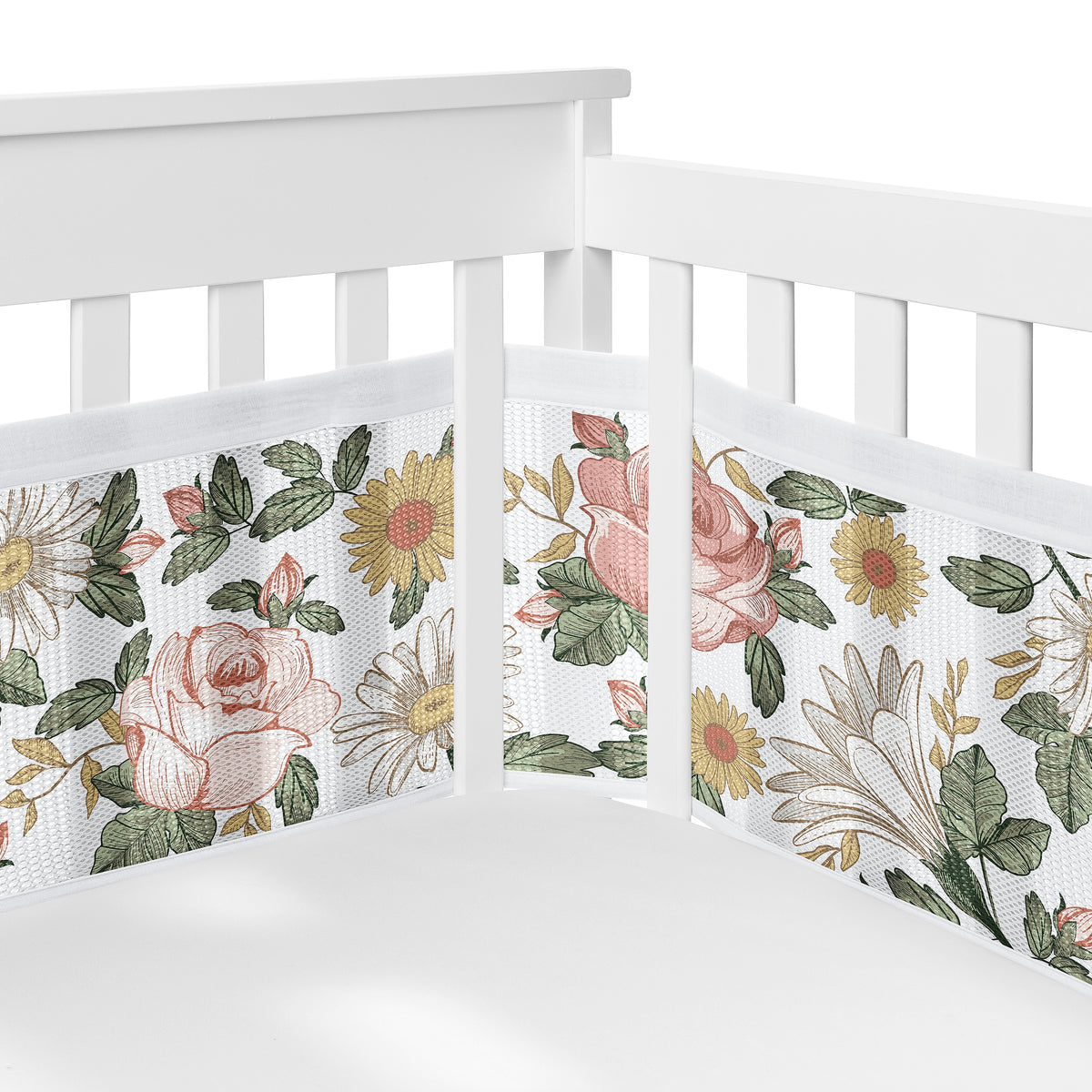 Vintage Floral Collection Sweet Jojo Designs 6 Piece Crib Bedding + BreathableBaby Breathable Mesh Liner