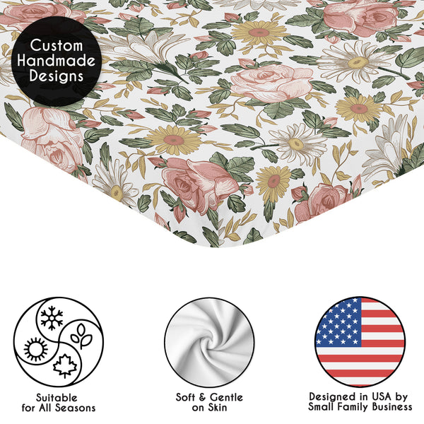 Vintage Floral Collection Mini Crib Sheet alternate view