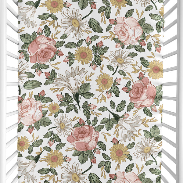 Vintage Floral Collection Mini Crib Sheet