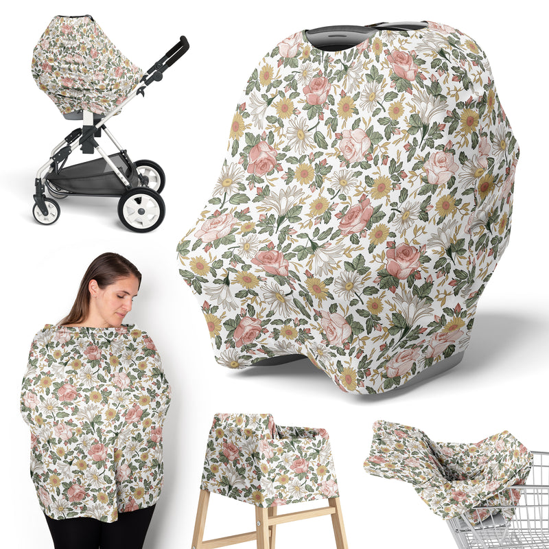 Vintage Floral Collection Multi Use Baby Car Seat and Nursing Cover