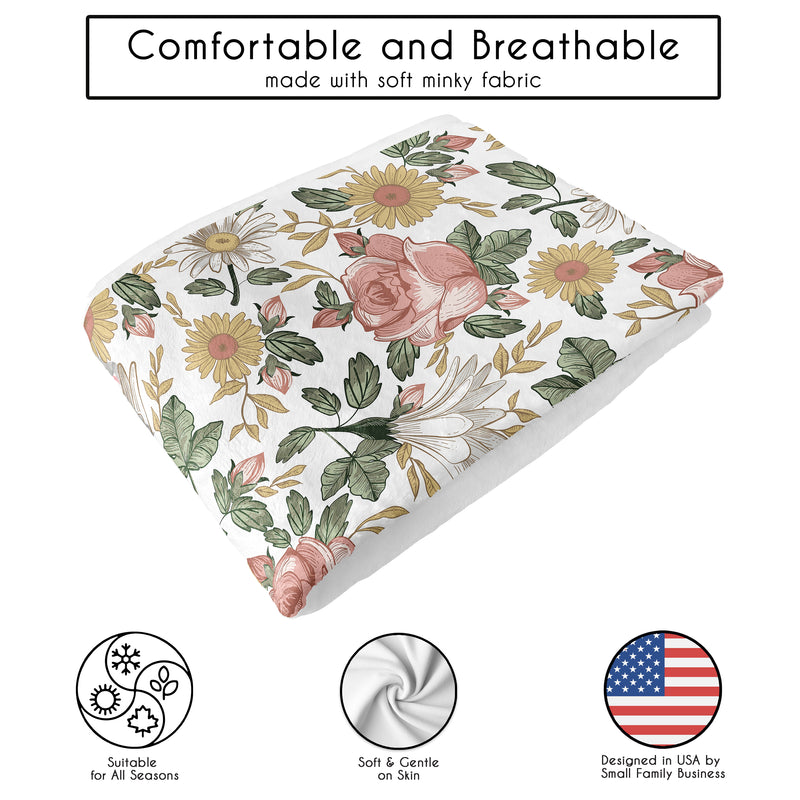 Vintage Floral Collection Toddler Blanket Baby Swaddle