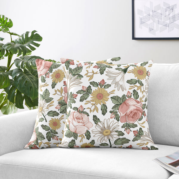 Vintage Floral Collection Decorative Accent Throw Pillow Covers - Set of 2 alternate view