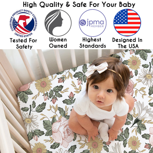 Vintage Floral Collection 3 Pack Crib Sheets
