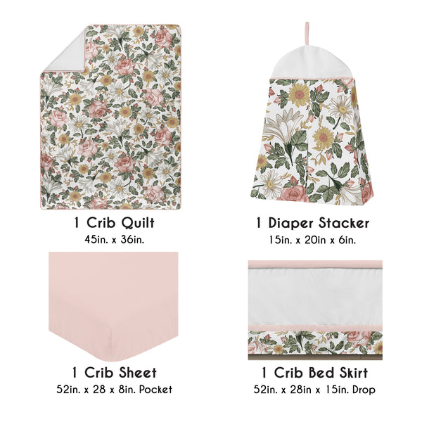Vintage Floral Collection 4 Piece Crib Bedding alternate view