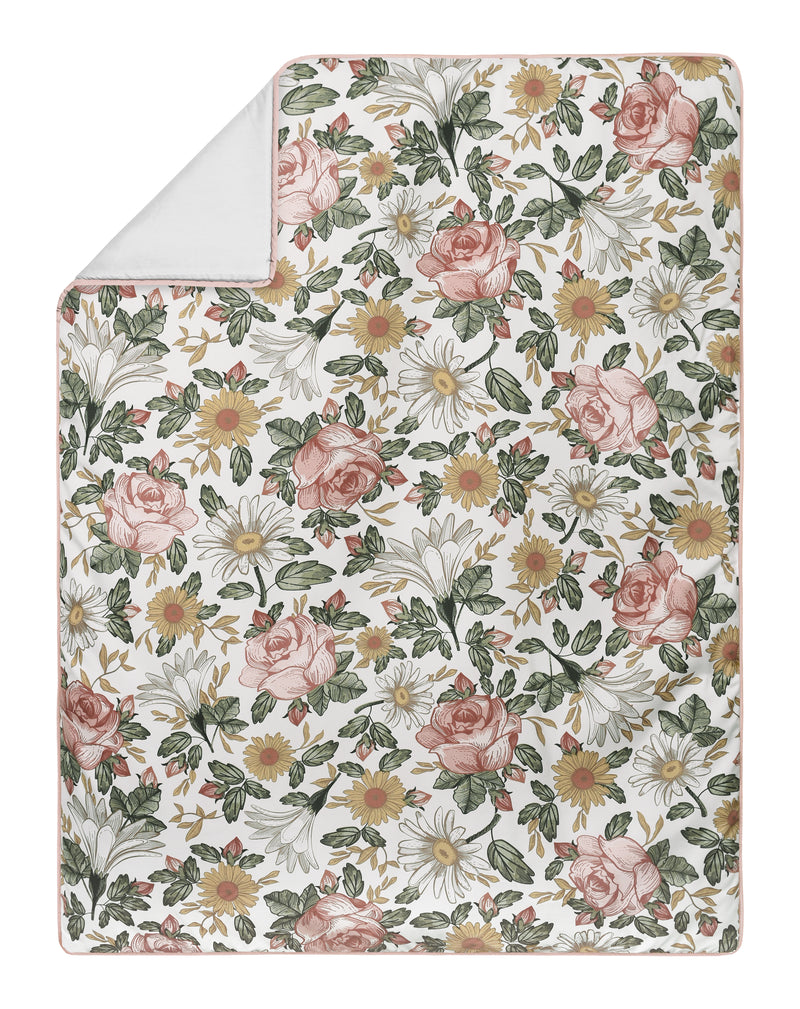 Vintage Floral Collection Sweet Jojo Designs 6 Piece Crib Bedding + BreathableBaby Breathable Mesh Liner