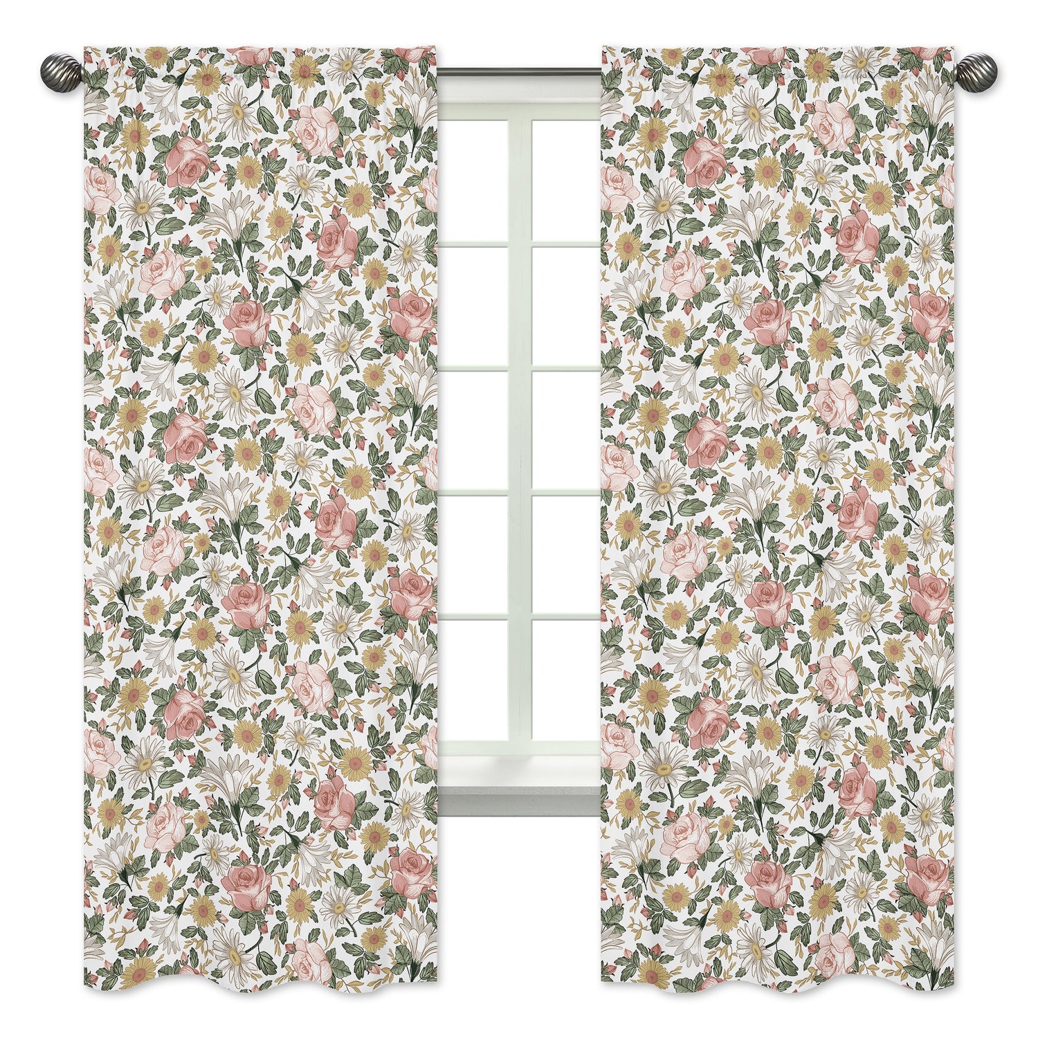Vintage Floral Collection Window Panels - Set of 2