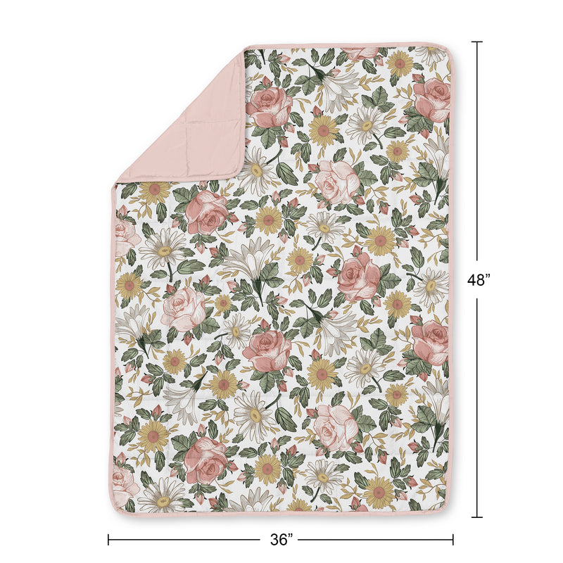 Vintage Floral Collection Toddler 5lbs Weighted Blanket for Kids