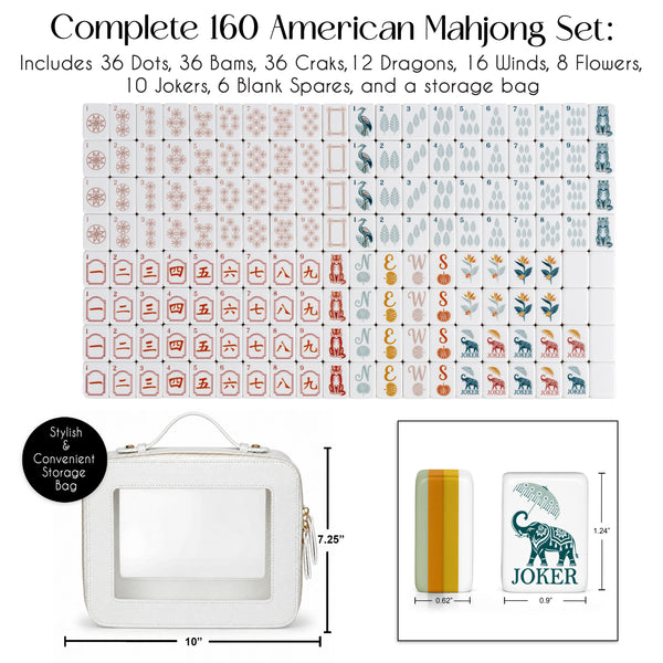 Sage Green Vintage Paradise Collection American Mahjong Tile Set (160pc) 1.24in. Layered Acrylic with White Faux Leather Travel Bag alternate view