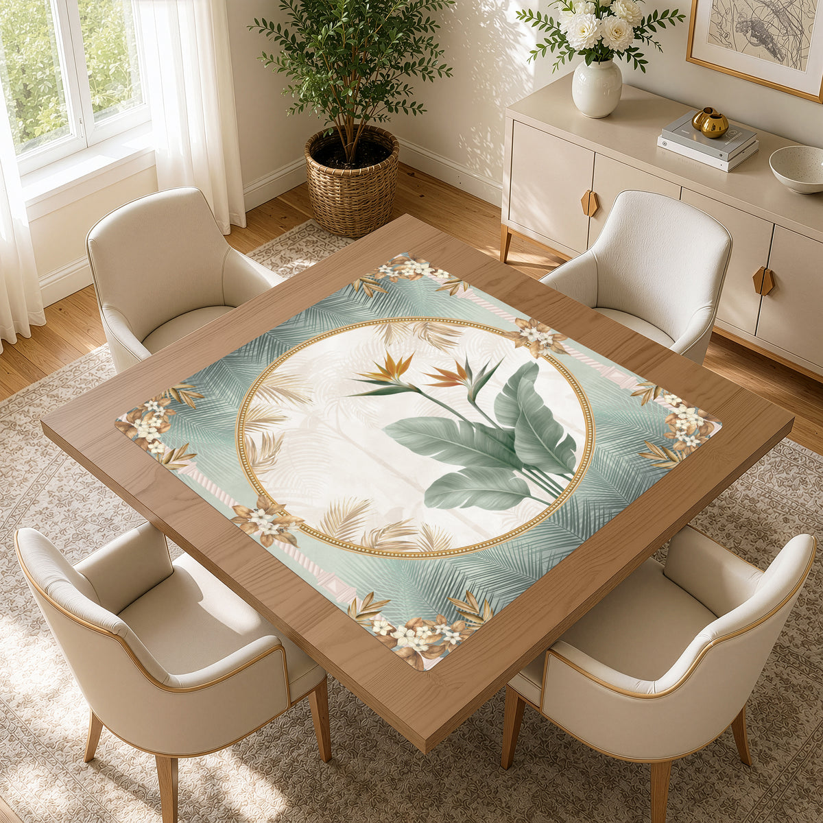 Taupe Vintage Paradise Collection Mahjong Mat for Table - Shipped Rolled