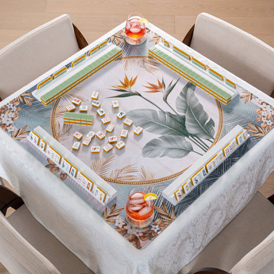Taupe Vintage Paradise Collection Mahjong Mat for Table - Shipped Rolled